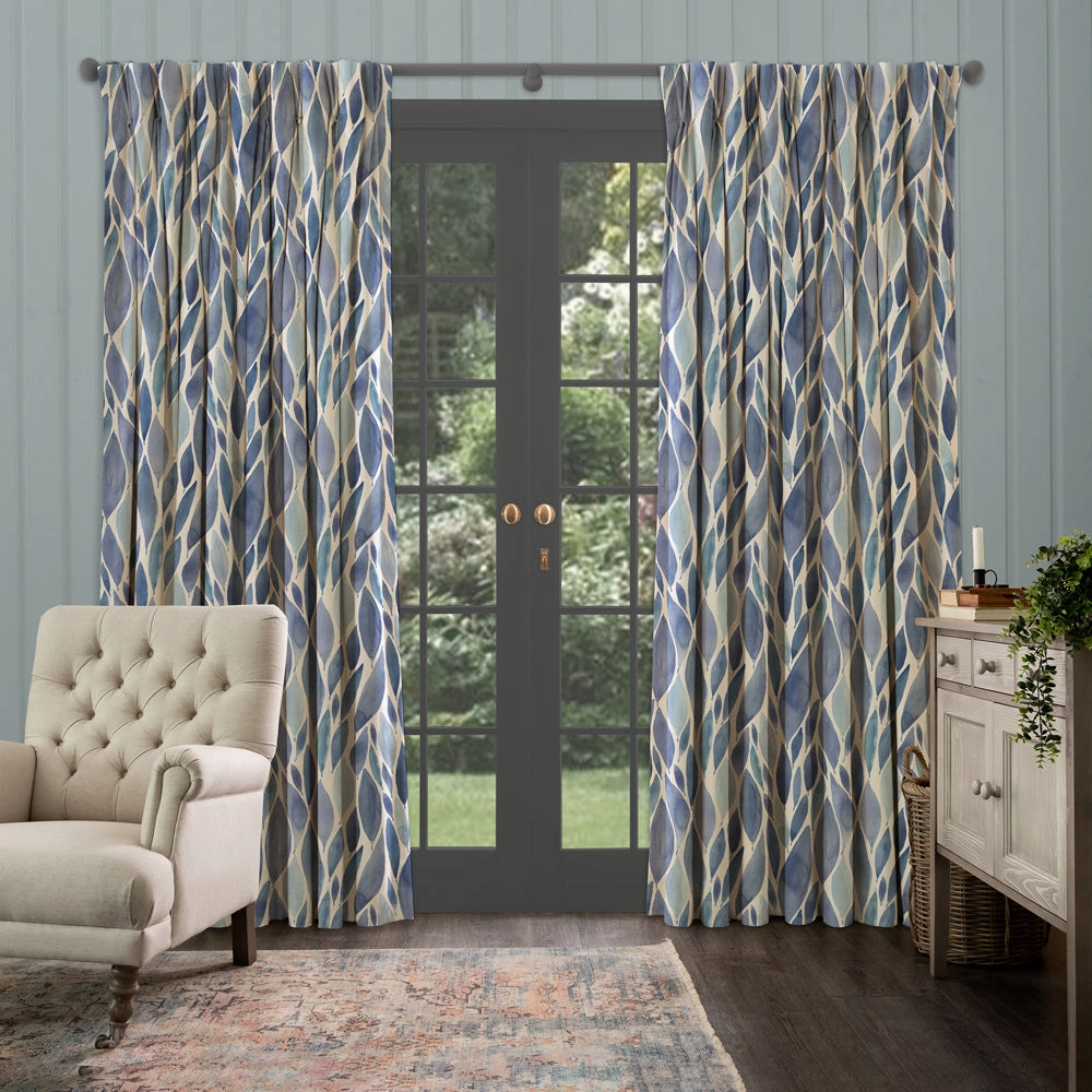 Koyo Printed Made to Measure Curtains Cobalt