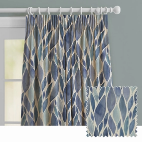 Koyo Printed Made to Measure Curtains Cobalt patterned fashion rug  