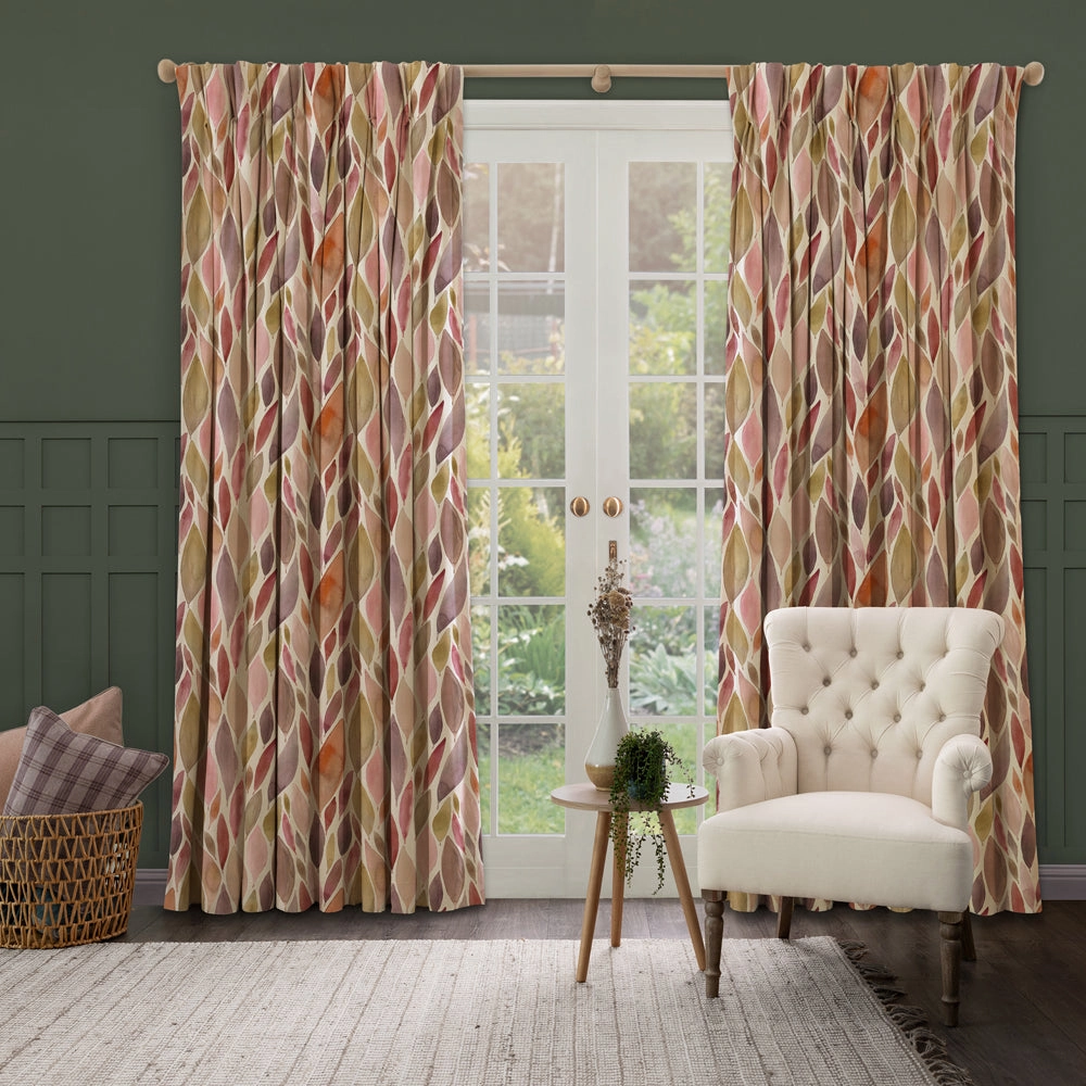 Koyo Printed Made to Measure Curtains Mulberry