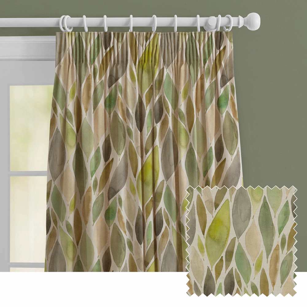 Koyo Printed Made to Measure Curtains Sage patterned fashion rug  