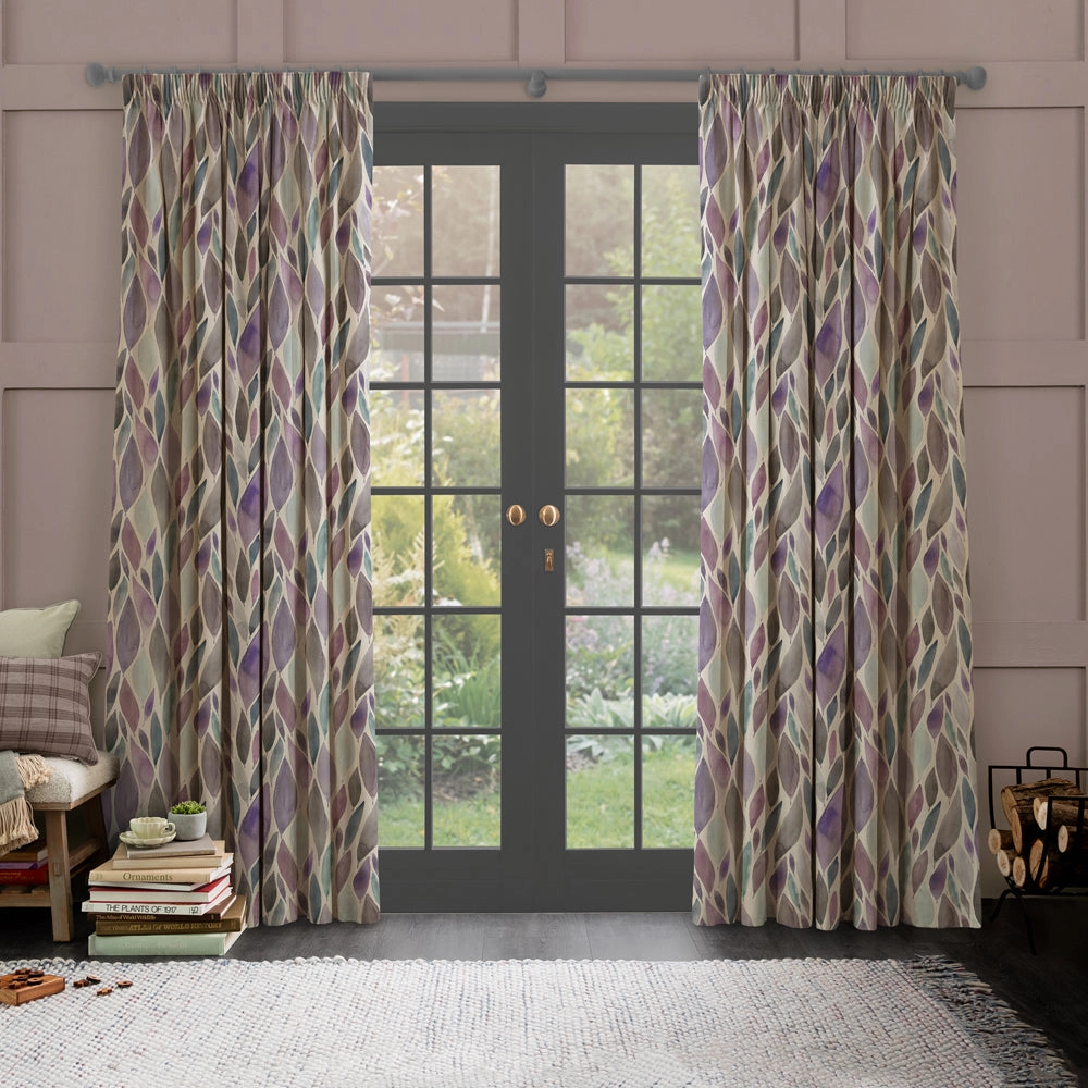 Koyo Printed Made to Measure Curtains Violet