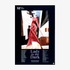 Lady in the Dark 1997 Print vintage woodcut wallpaper