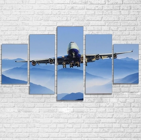 Landing Boeing 747 From Front Printed Multiple Canvas Poster canvas mural art