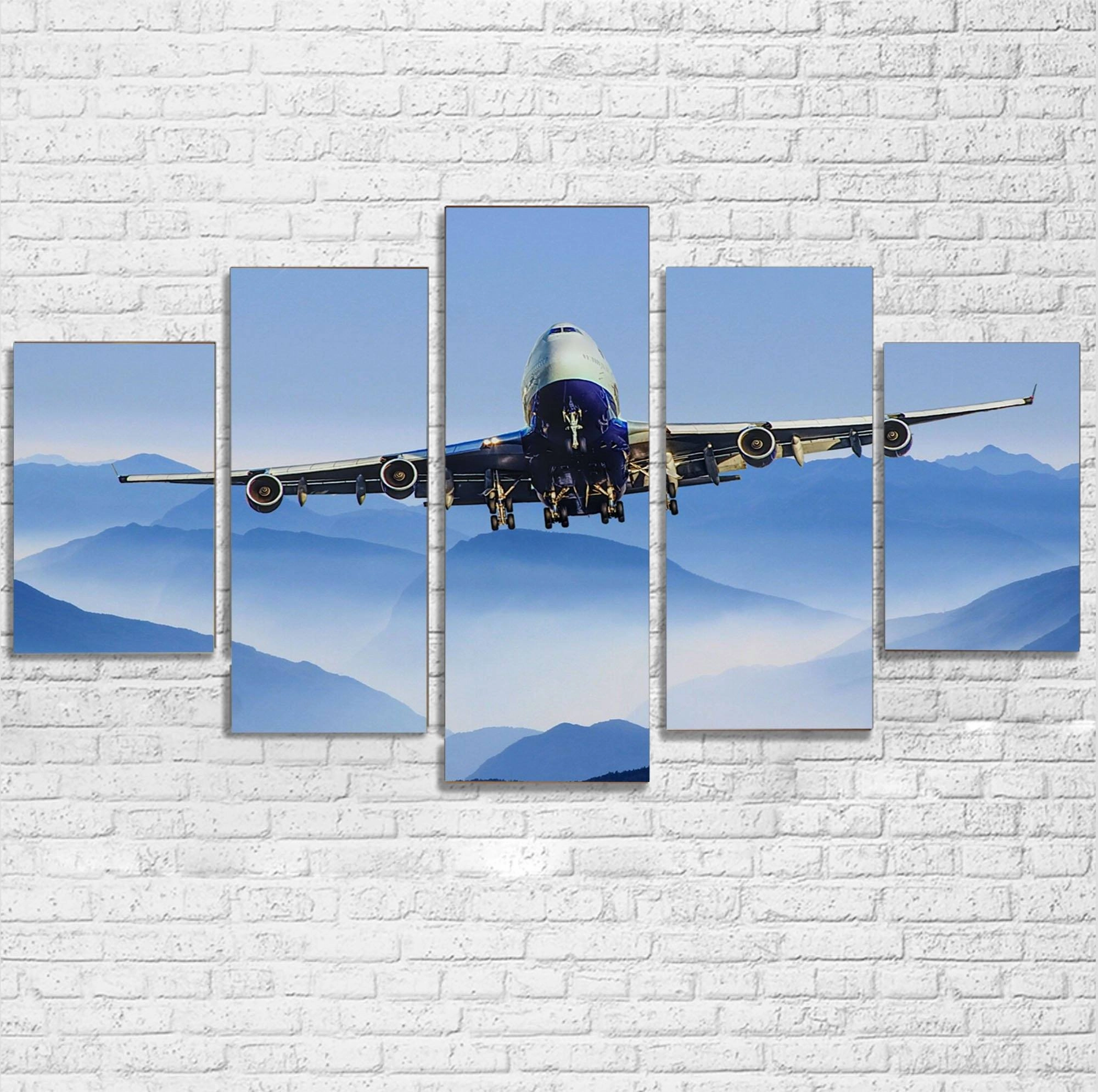 Landing Boeing 747 From Front Printed Multiple Canvas Poster canvas mural art
