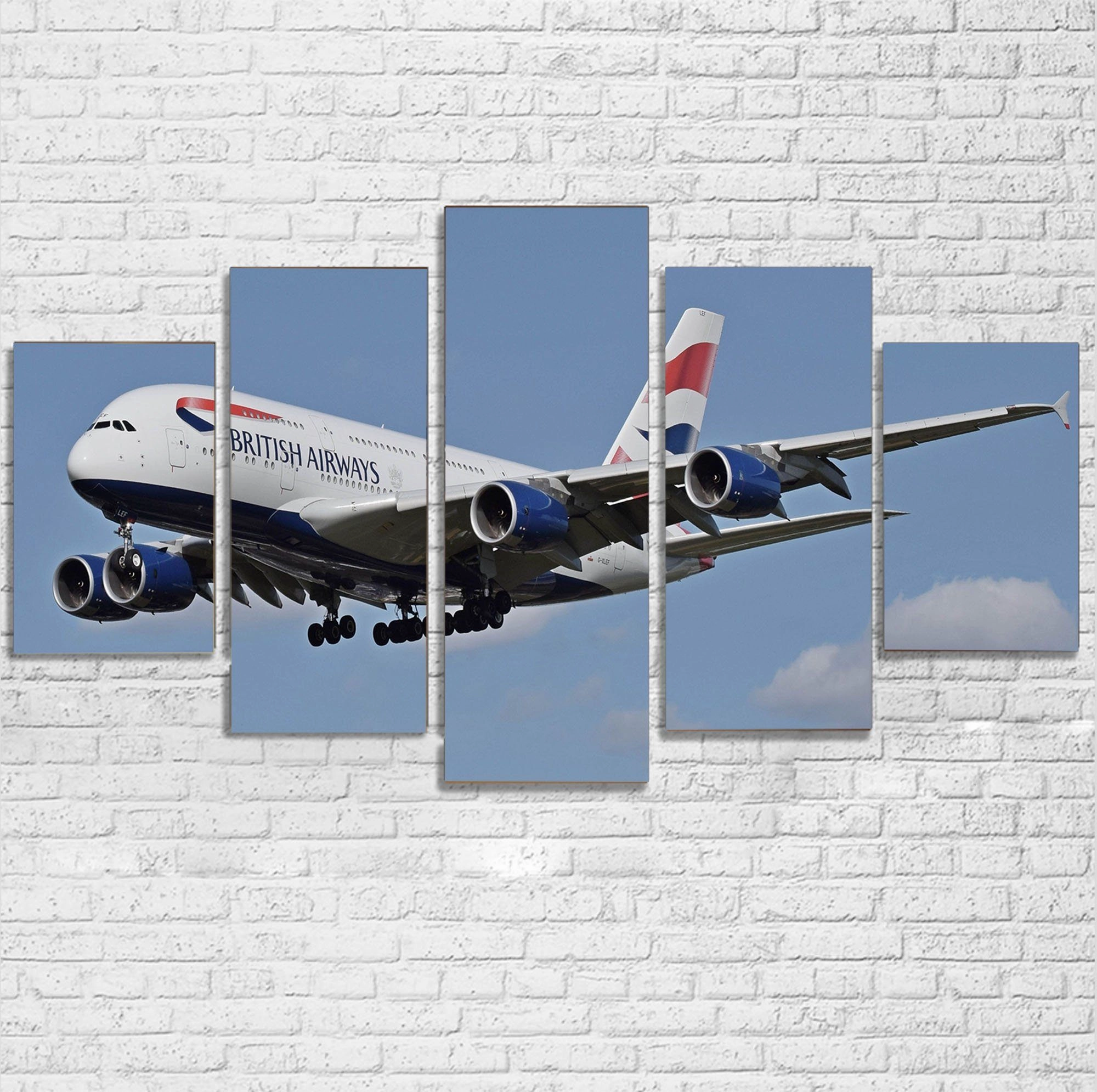 Landing British Airways A380 Printed Multiple Canvas Poster canvas mural art