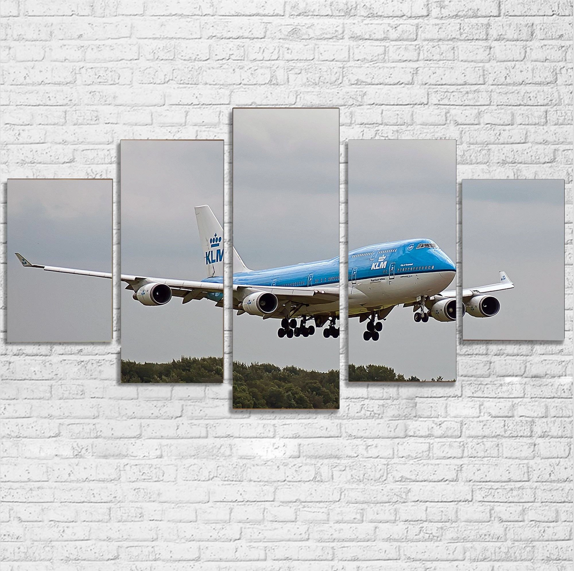 Landing KLM's Boeing 747 Printed Multiple Canvas Poster canvas mural art
