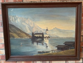 LANDSCAPE WITH TOWER OIL PAINTING ON CANVAS classic mural painting