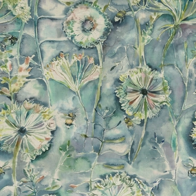 Langdale Printed Cotton Fabric (By The Metre) Teal elegant table cloth  