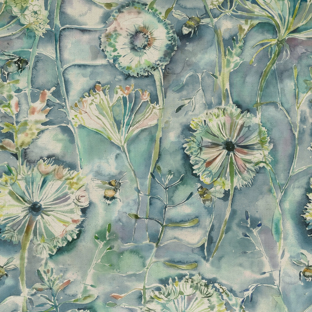 Langdale Printed Cotton Fabric (By The Metre) Teal elegant table cloth  