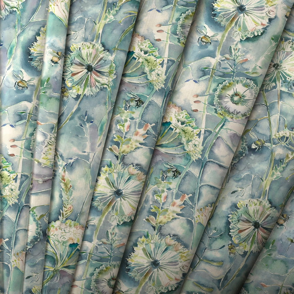 Langdale Printed Made to Measure Curtains Teal