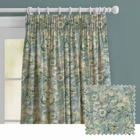 Langdale Printed Made to Measure Curtains Teal patterned fashion rug  