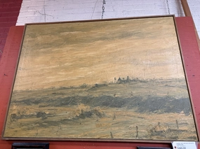 LARGE 1967 VINTAGE IMPASTO LANDSCAPE OIL PAINTING classic mural painting