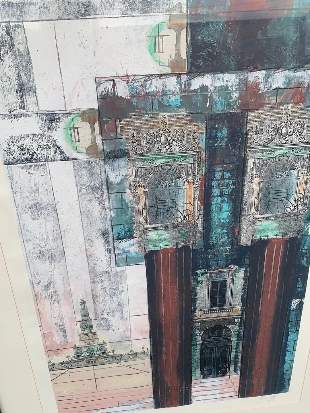 LARGE ABSTRACT ARCHITECTURAL PAINTING