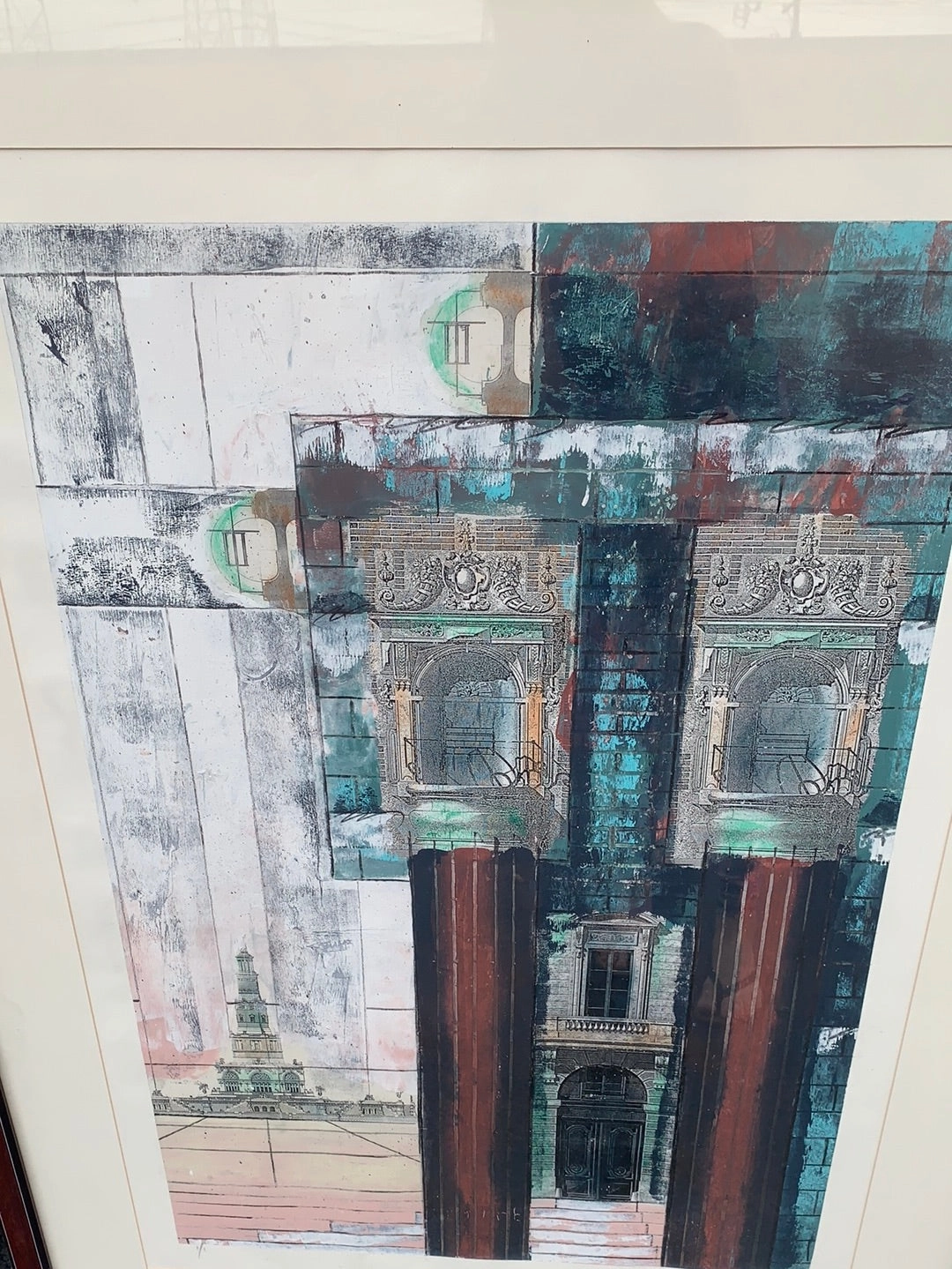 LARGE ABSTRACT ARCHITECTURAL PAINTING
