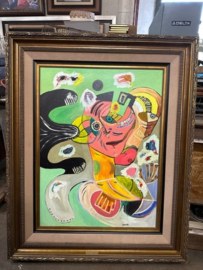 LARGE ABSTRACT OIL PAINTING BY AMELIA SHIPMAN classic mural painting