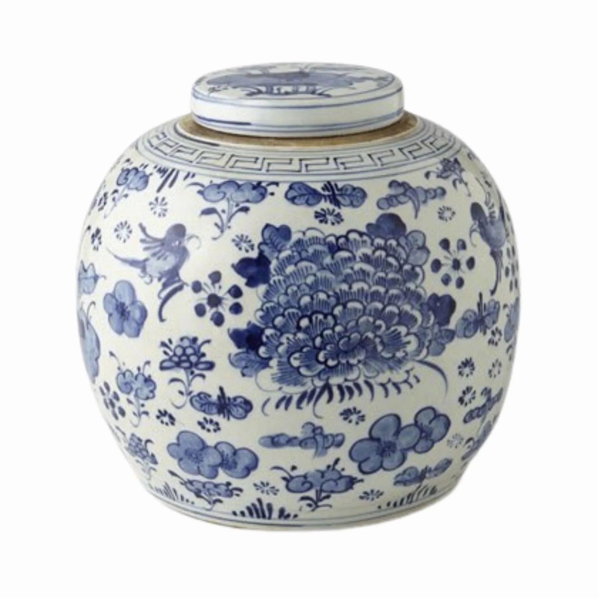 Large Blue & White Swallows & Flowers Ancestor Porcelain Jar home display ornament