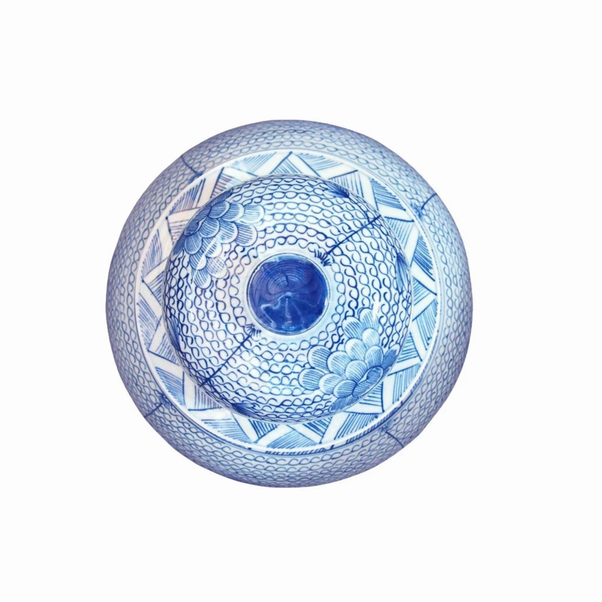 Large Blue and White Porcelain Temple Jar with Flowers