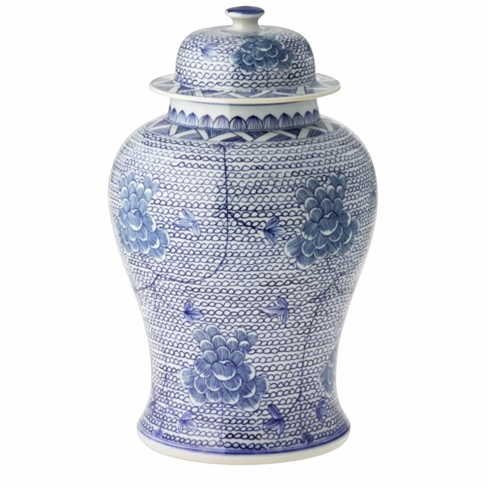 Large Blue and White Porcelain Temple Jar with Flowers home display ornament