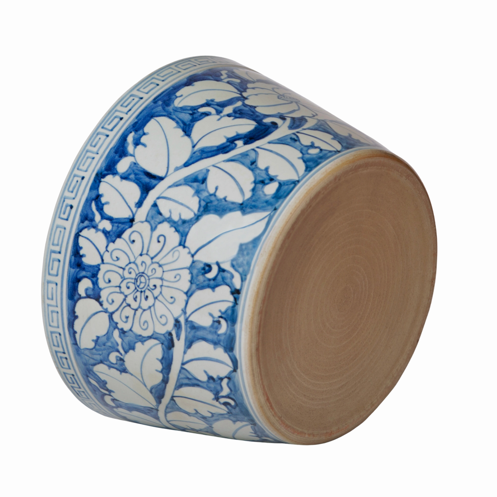 Large Blue and White Rustic Peony Porcelain Planter