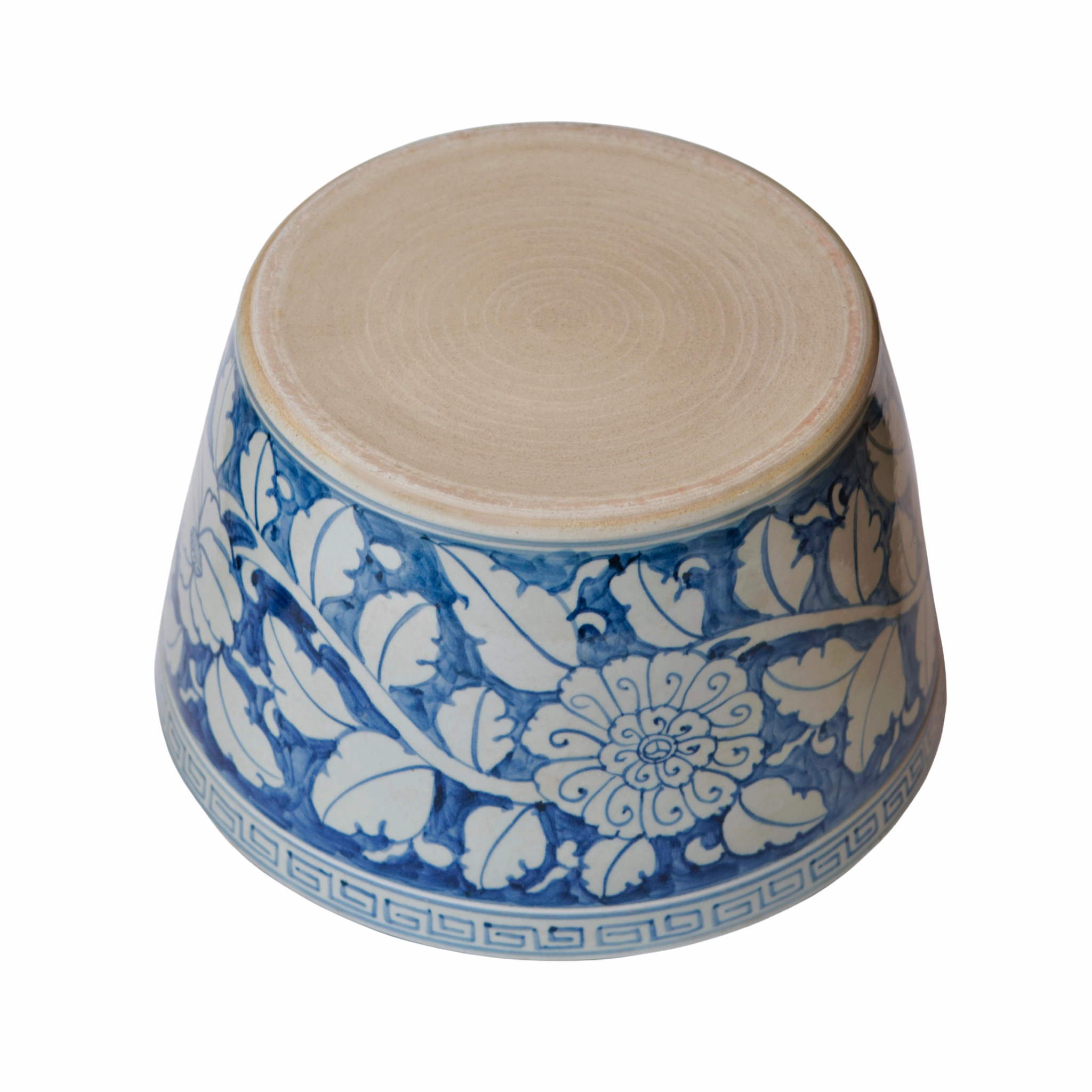 Large Blue and White Rustic Peony Porcelain Planter