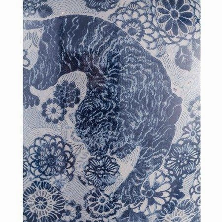 Large Blue Siberian Tiger Porcelain Jar With Lid