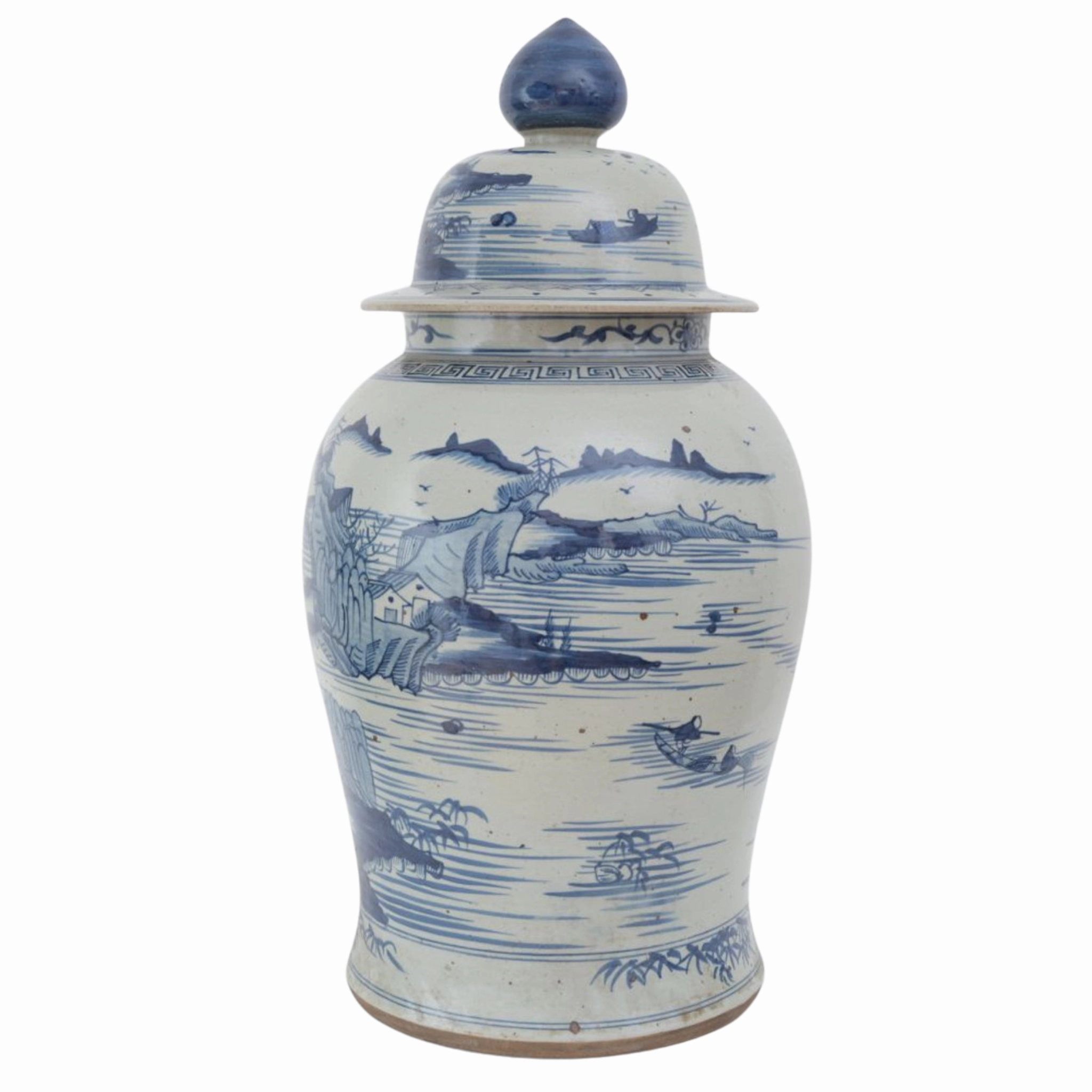 Large Dynasty Temple Jar With Landscape Motif