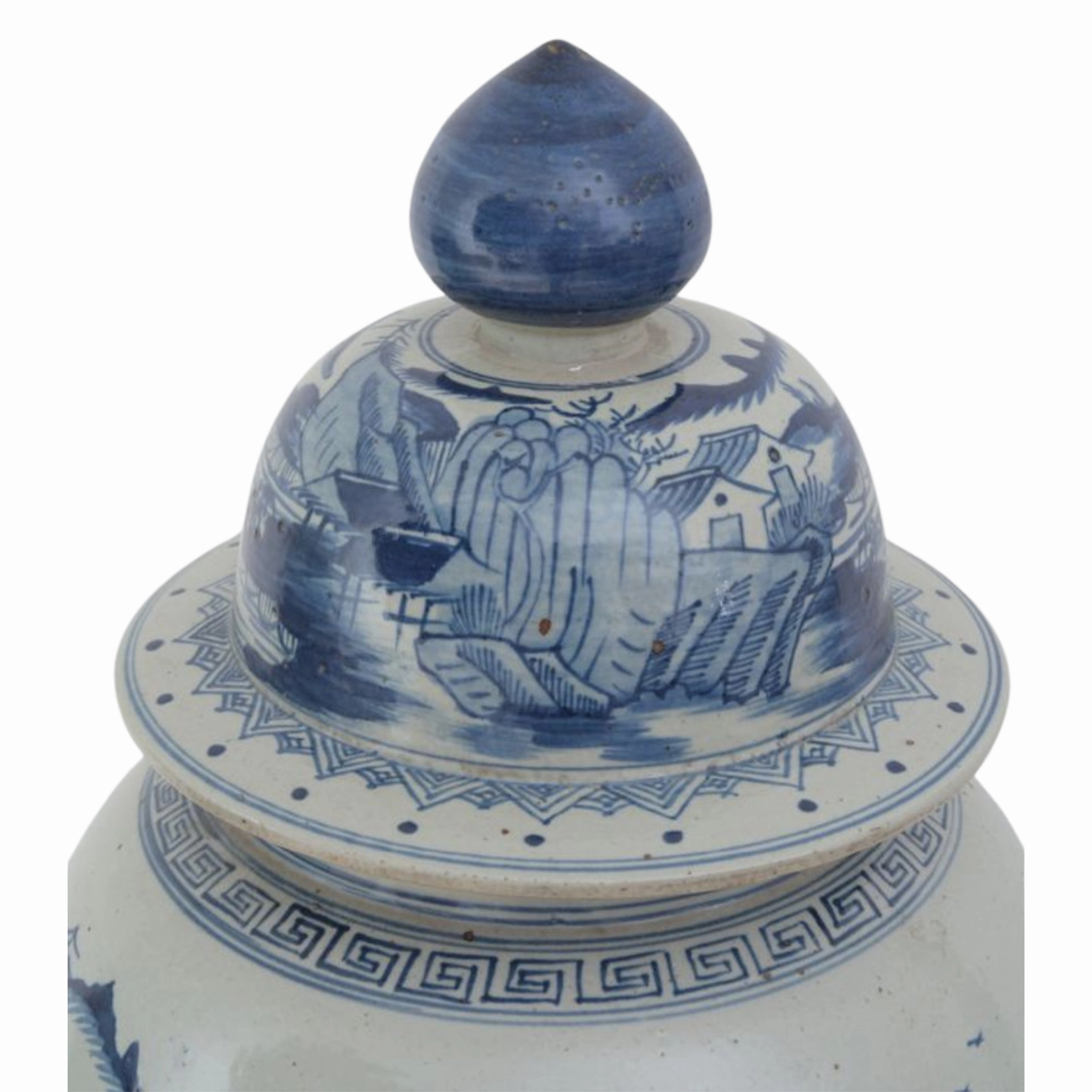 Large Dynasty Temple Jar With Landscape Motif