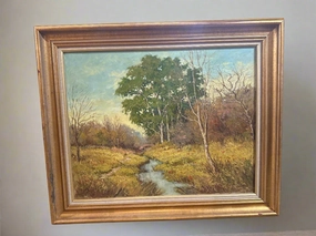 LARGE FALL LANDSCAPE PAINTING SIGNED classic mural painting