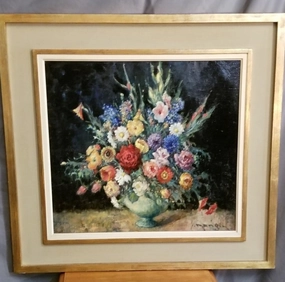 LARGE FLORAL STILL LIFE OIL PAINTING classic mural painting