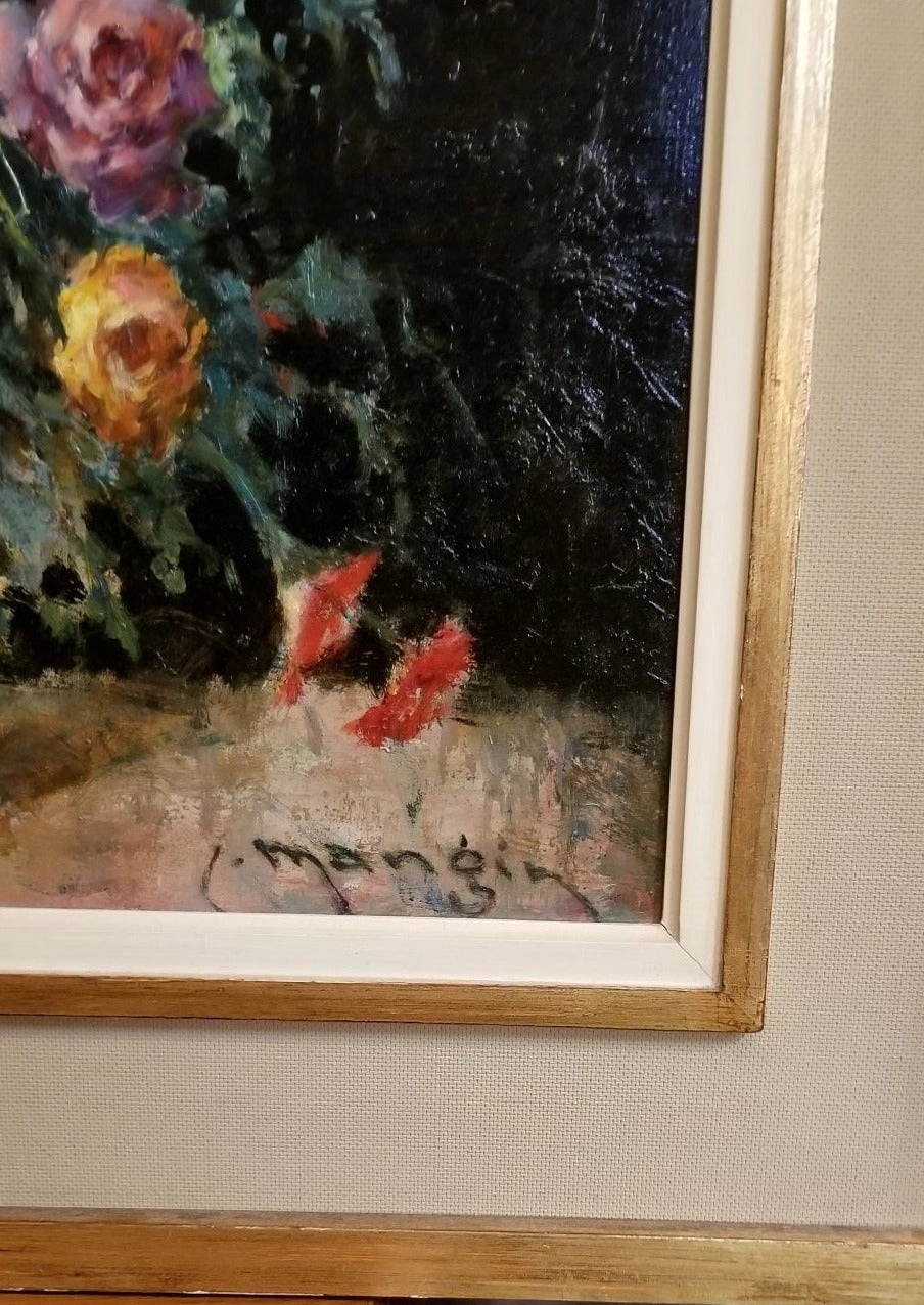 LARGE FLORAL STILL LIFE OIL PAINTING