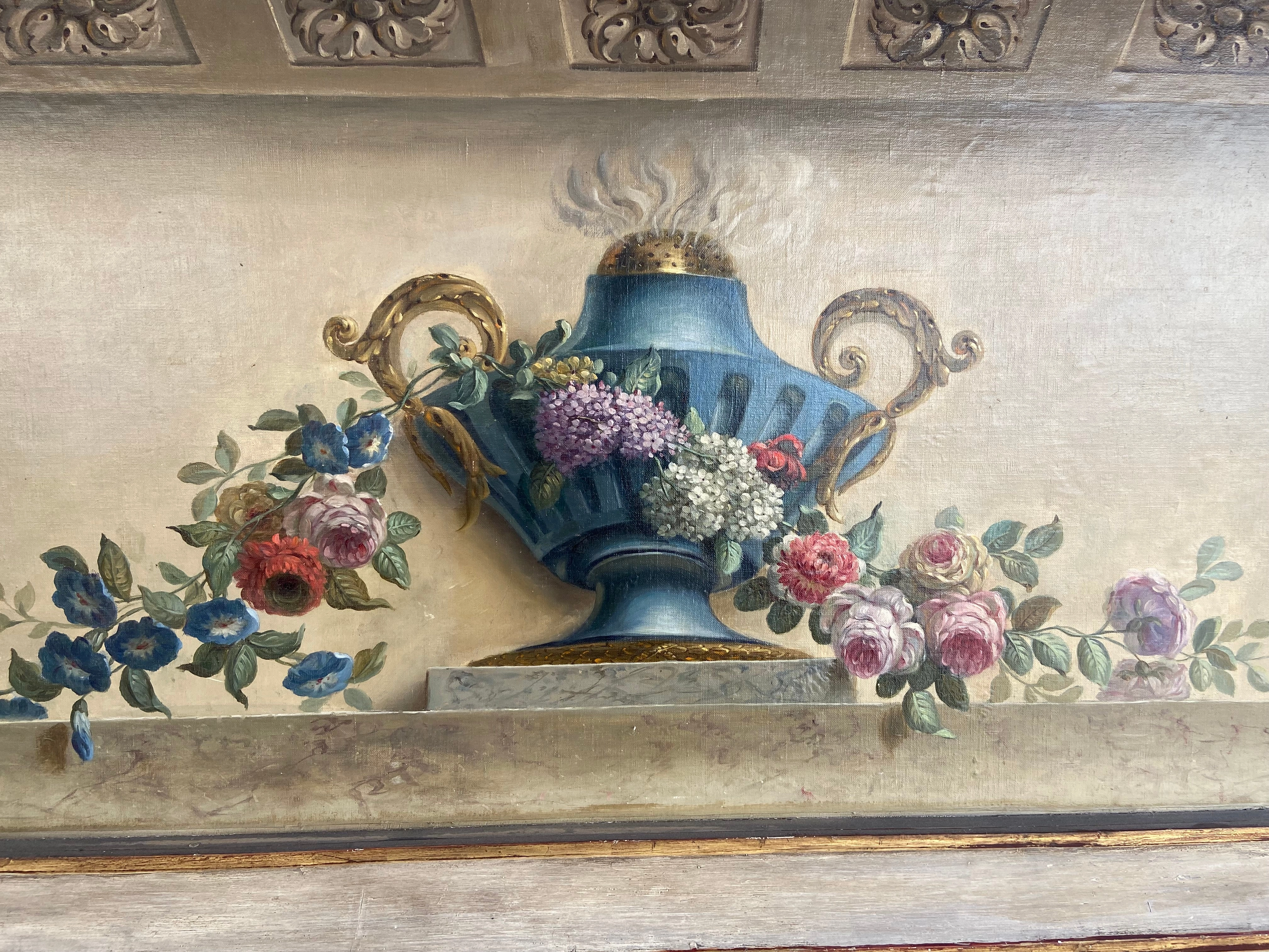 LARGE FLORAL URN OIL PAINTING WITH 3D EFFECT