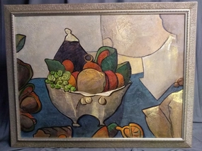 LARGE FRAMED ABSTRACT STILL LIFE OIL PAINTING classic mural painting