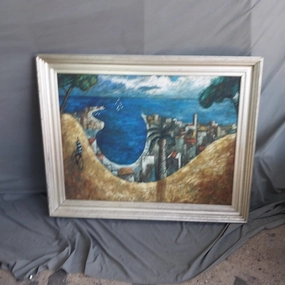 LARGE FRAMED IMPESSIONIST BEACH OIL PAINTING classic mural painting
