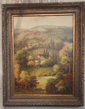 LARGE FRAMED LANDSCAPE OIL PAINTING classic mural painting