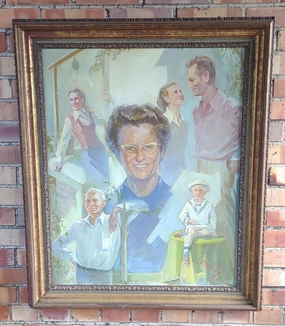 LARGE FRAMED MODERN FAMILY OIL PAINTING classic mural painting