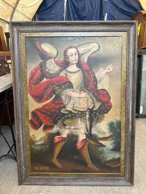 LARGE FRAMED OIL PAINTING OF SAN RAFAEL classic mural painting