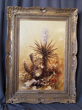 LARGE FRAMED YUCCA OIL PAINTING BY DALHART WINDBERG classic mural painting