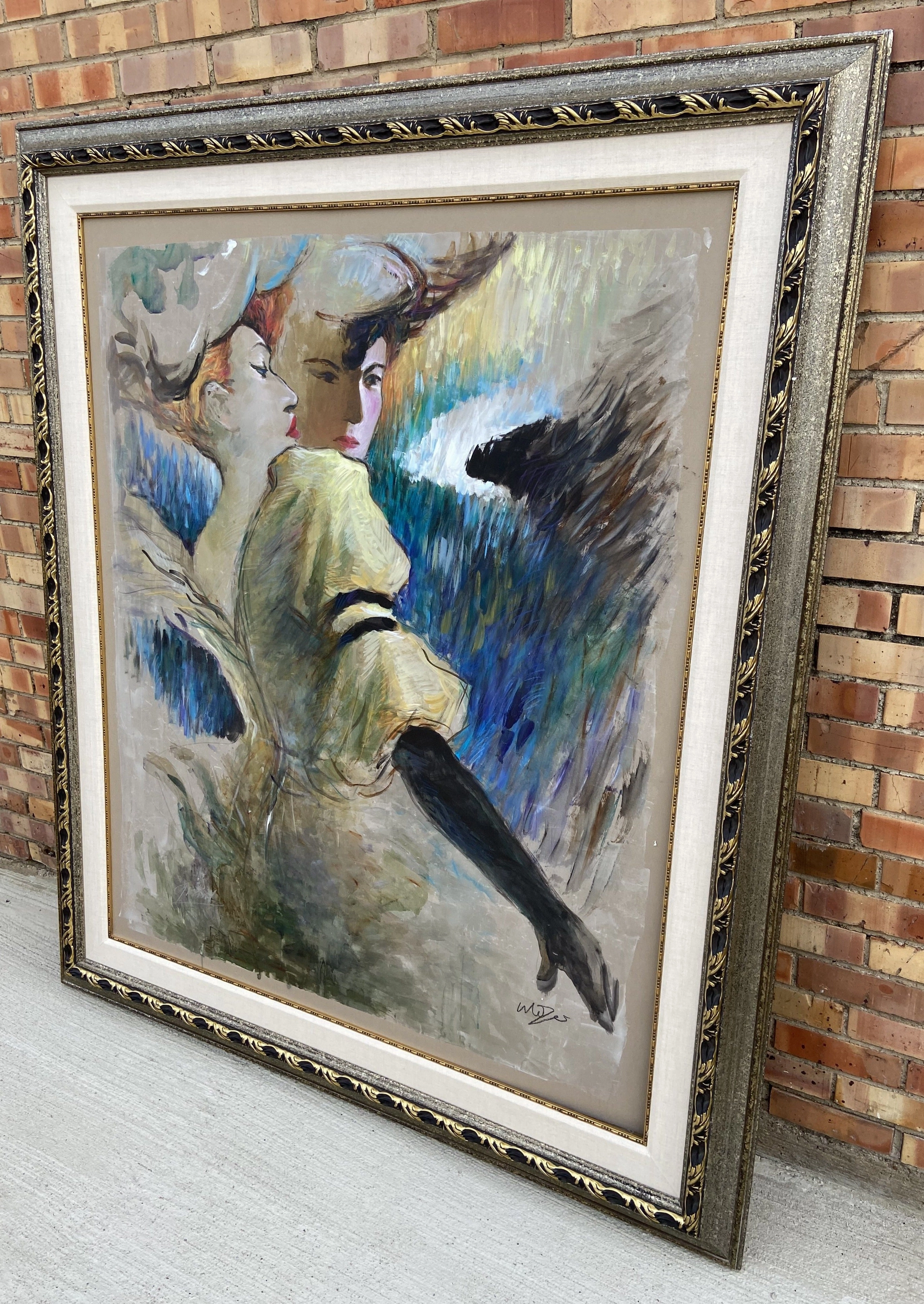 LARGE FRENCH GICLEE PAINTING WITH LADIES