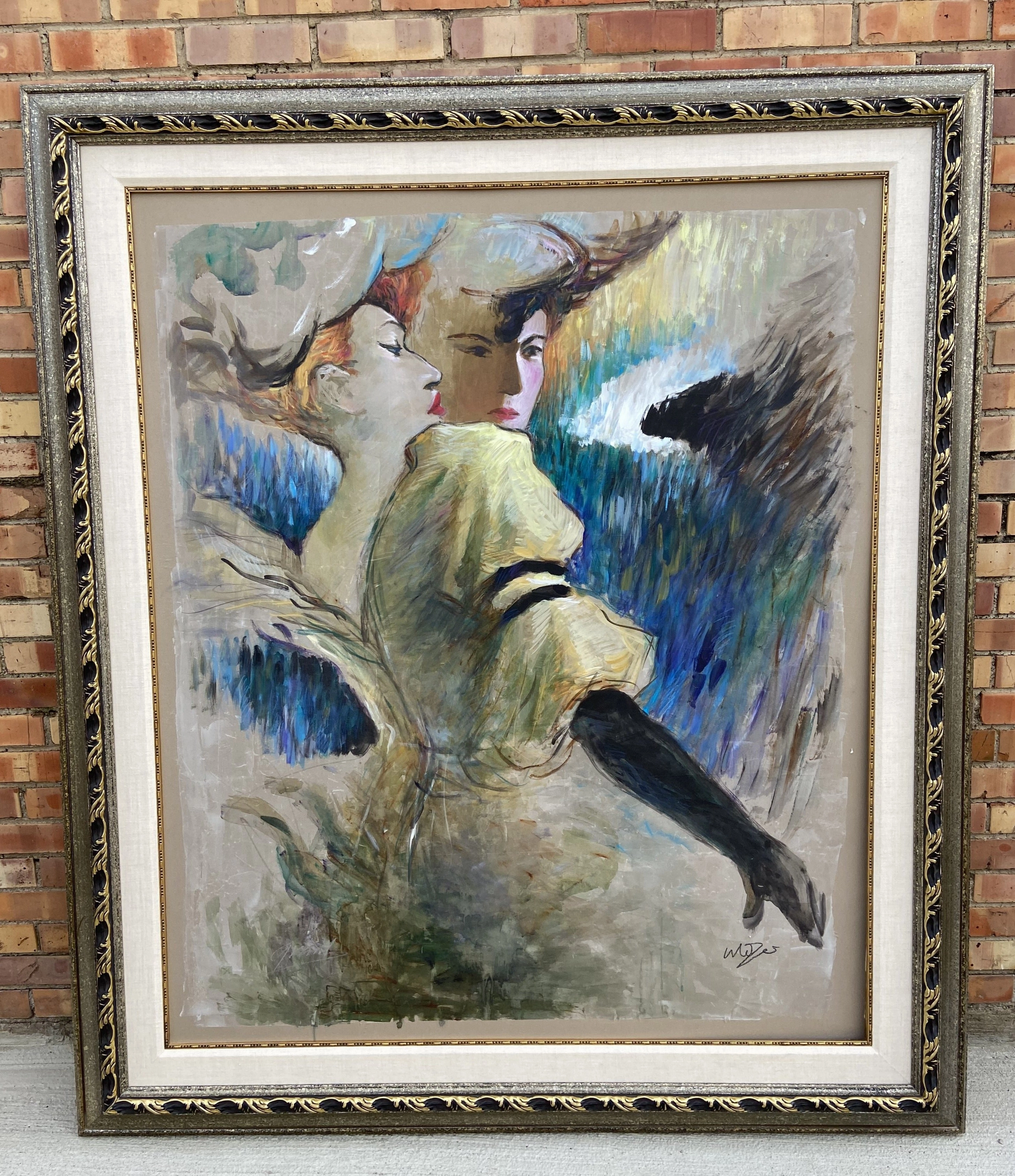 LARGE FRENCH GICLEE PAINTING WITH LADIES classic mural painting