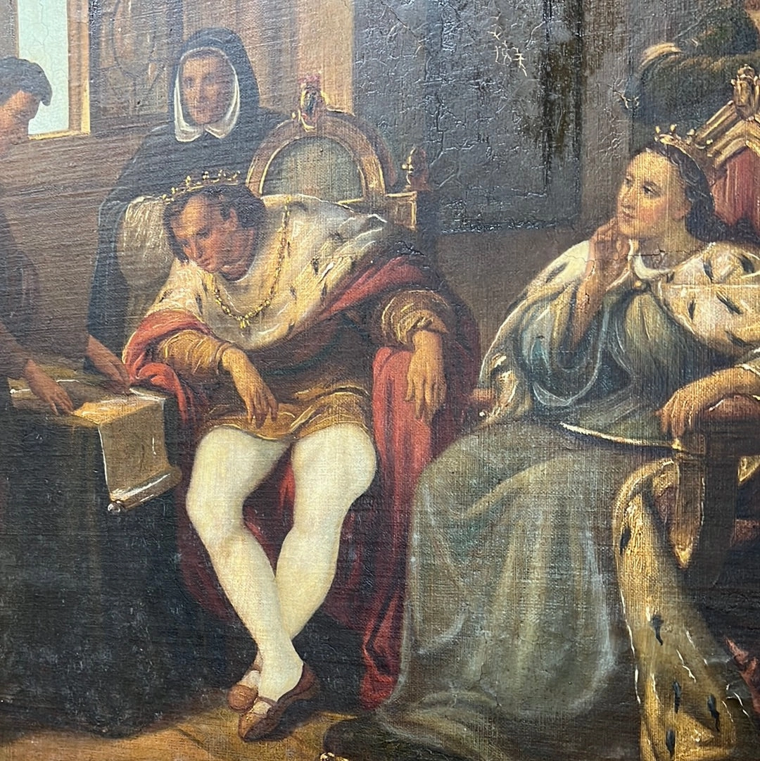 LARGE GILT FRAME OIL PAINTING OF CHRISTOPHER COLUMBUS