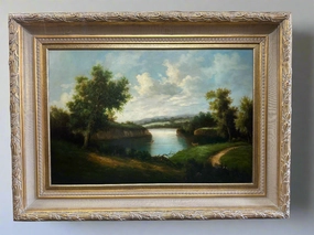 LARGE GILT  FRAMED LANDSCAPE OIL PAINTING classic mural painting