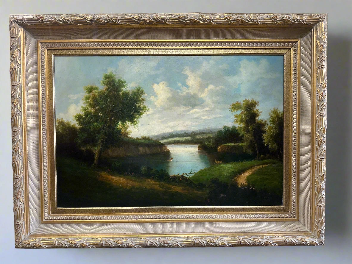 LARGE GILT  FRAMED LANDSCAPE OIL PAINTING classic mural painting
