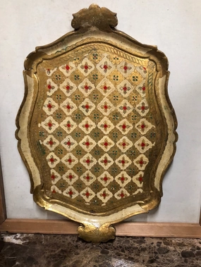 LARGE GOLD AND RED FLORENTINE TRAY interior room decor