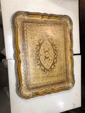 LARGE GOLD FLORENTINE TRAY interior room decor