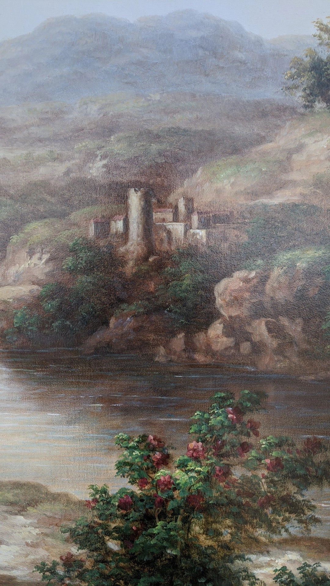 LARGE GOLD FRAMED LANDSCAPE OIL PAINTING-NOT OLD