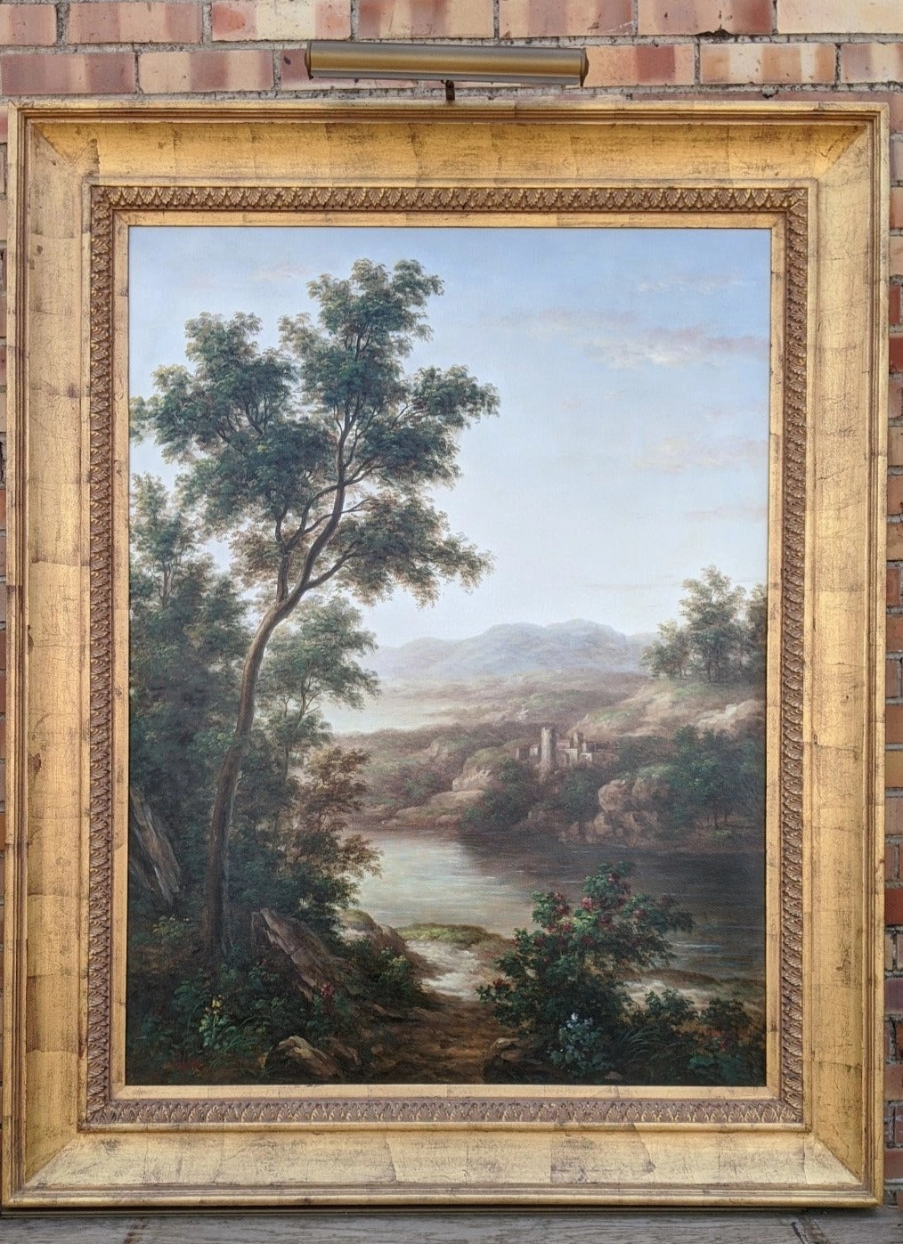 LARGE GOLD FRAMED LANDSCAPE OIL PAINTING-NOT OLD