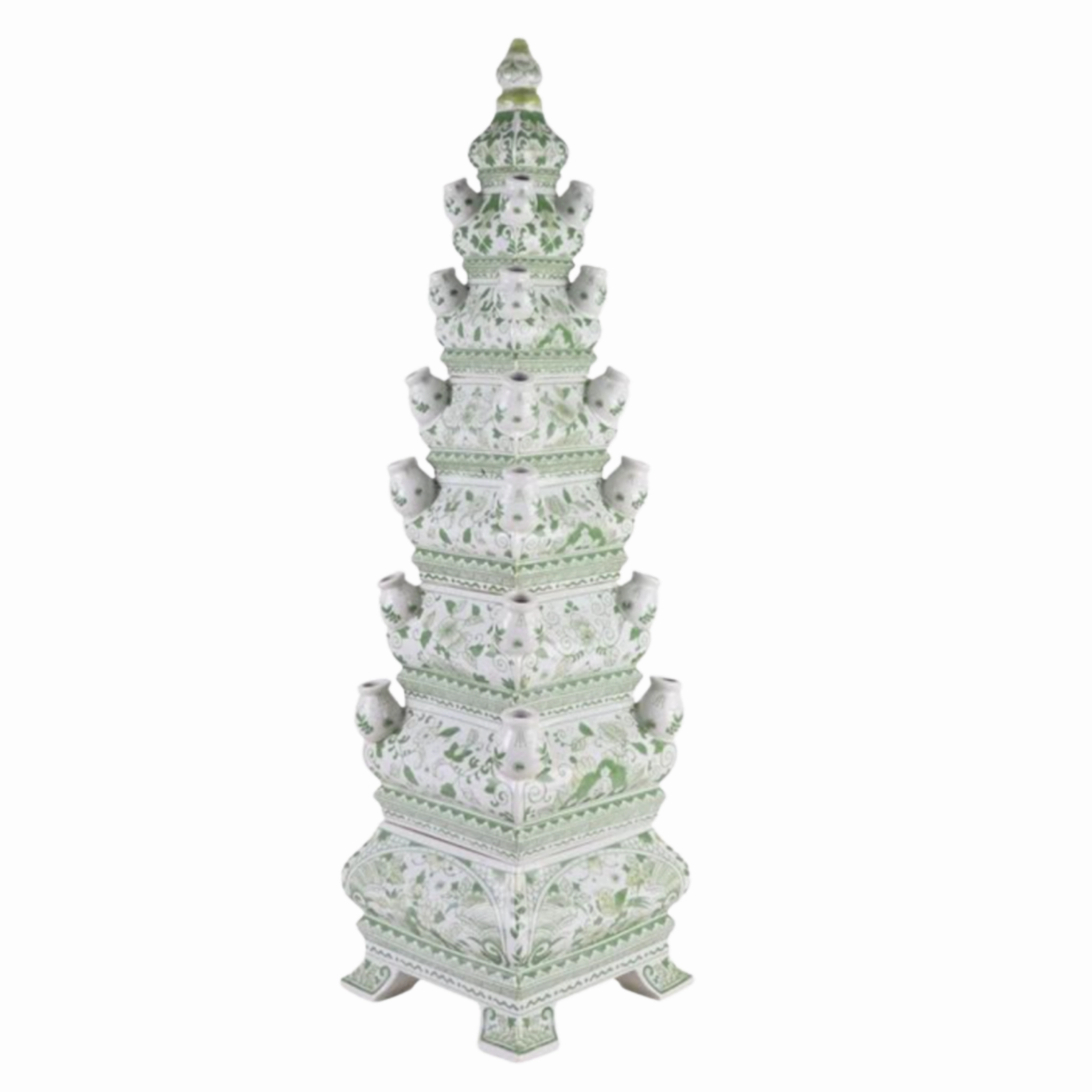 Large Grand Green and White Tulipiere home display ornament