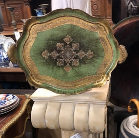 LARGE GREEN FLORENTINE TRAY interior room decor