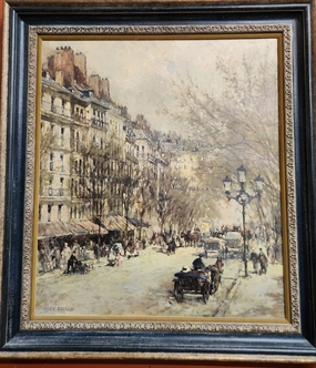 LARGE IMPRESSIONIST STREET SCENE OIL PAINTING SIGNED ALEX FODLAK classic mural painting