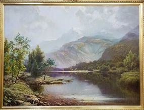 LARGE LANDSCAPE OIL PAINTING BY LISTED ARTIST A.D.GREER classic mural painting